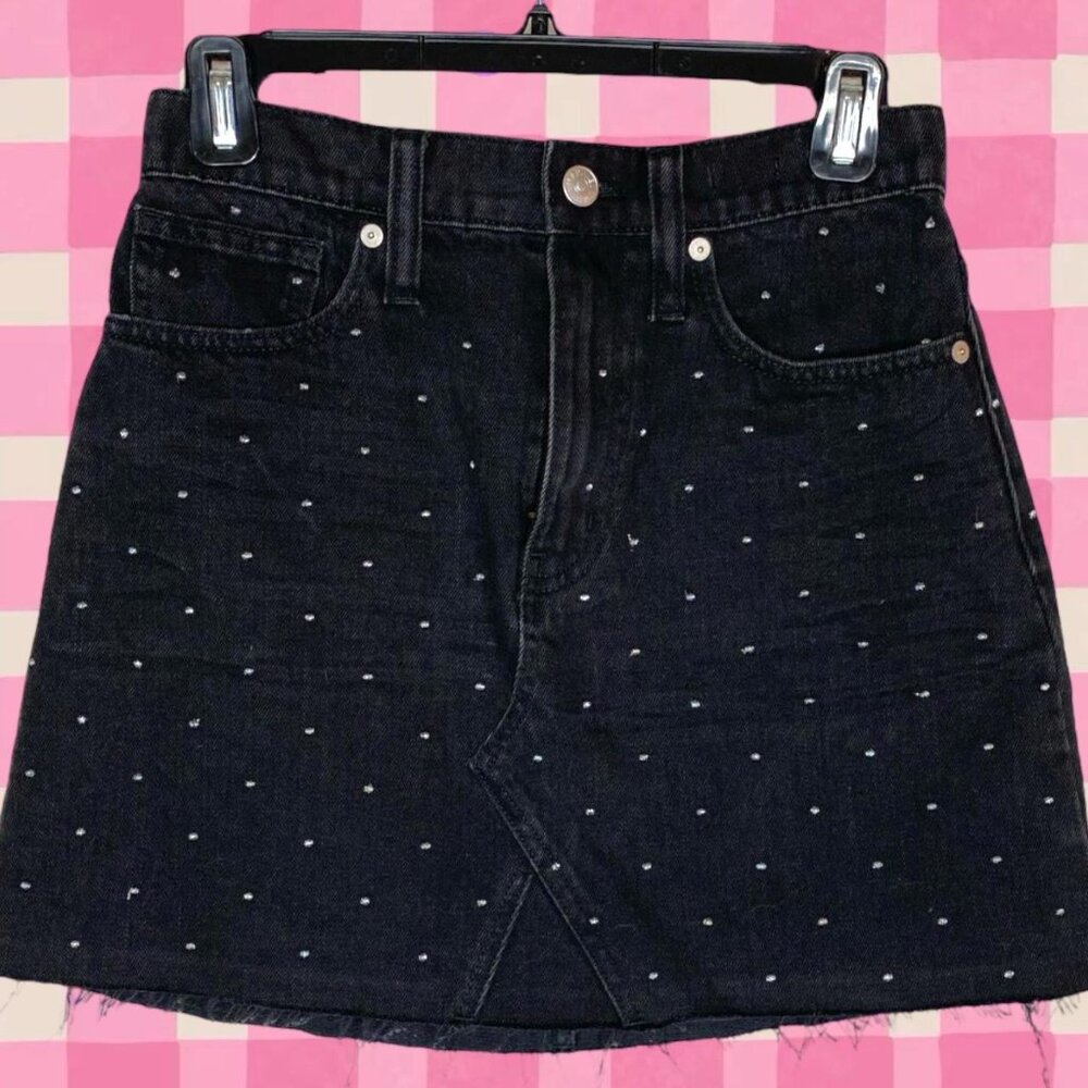 NWT Madewell black mini skirt with studs size 24